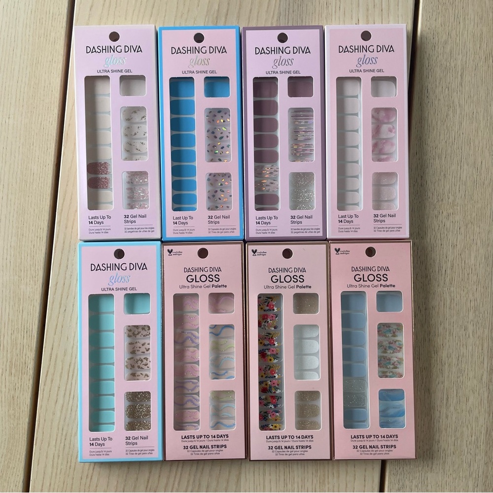 LARGE lot of Dashing Diva Gloss Nail Strips Set, stick on nails sets x8